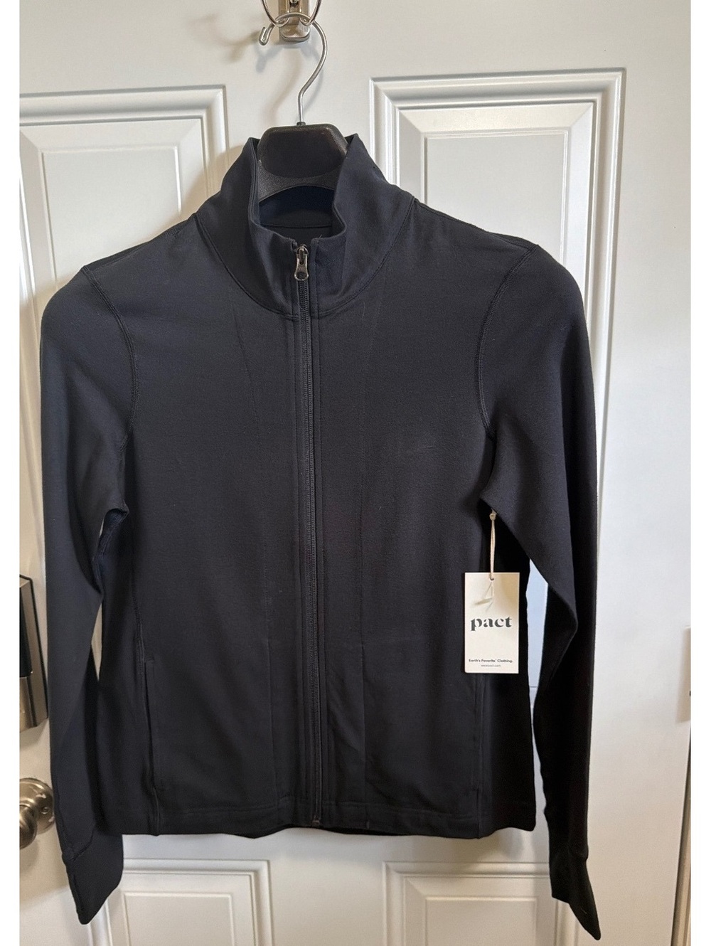 NWT Pact  S Organic Cotton Slim Mock Neck Full Zip Jacket